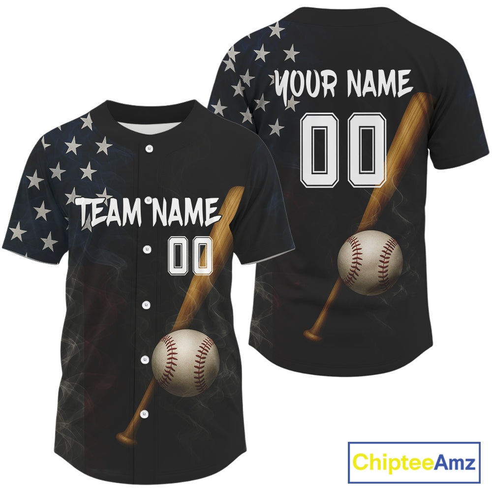 Men's Patriotic Baseball Jersey Custom Smoke US Flag Baseball, Youth Baseball Jerseys NYN1146