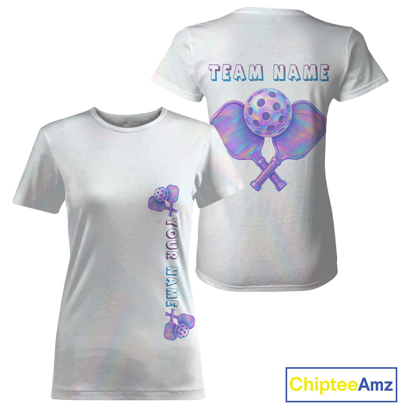 Custom Holographic Pickleball T-Shirt For Women Holo Pickleball Team Jersey NYN1232