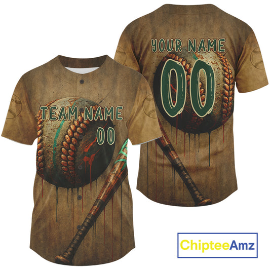 Custom Yellow Grunge Baseball Ball Jersey For Men Youth Baseball Jerseys, Baseball Gifts NYN0922
