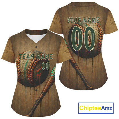 Custom Yellow Grunge Baseball Ball Jersey For Women Youth Baseball Jerseys, Baseball Gifts NYN0922