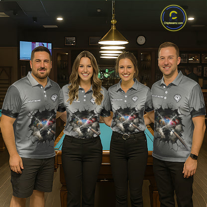 Funny Tornado Grey Billiard Ball Shirt For Women Personalized Thunder 8 Ball Pool Team Jersey NYN2985
