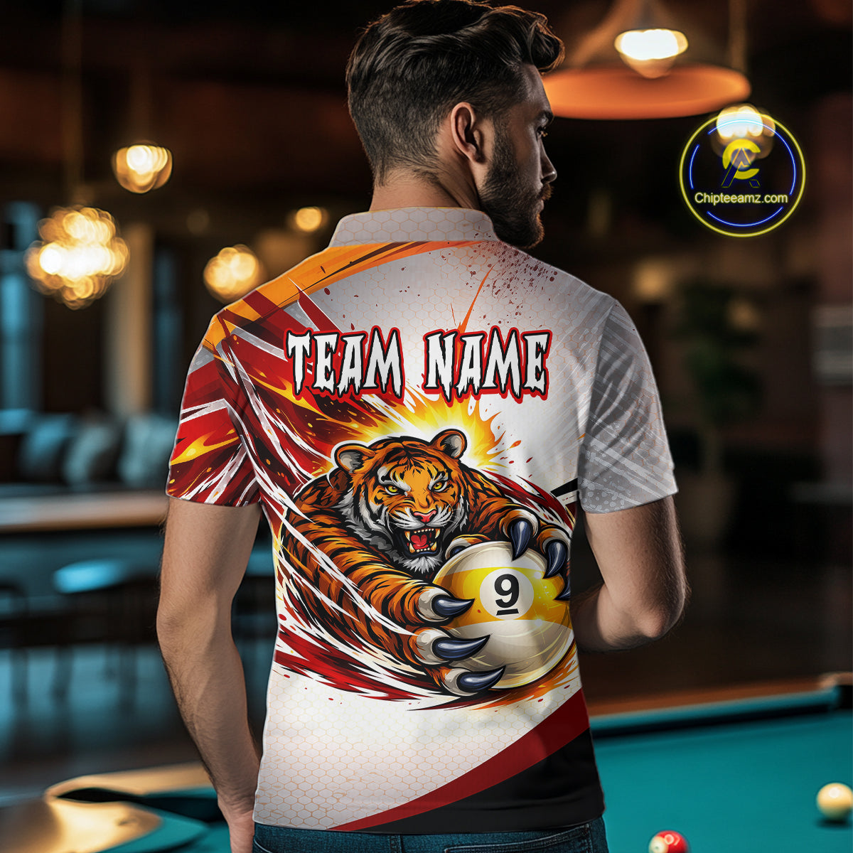 Red Thunders Tiger Claws Pool 8 Ball Billiard Shirt For Men Personalized Billiard Team Jerseys NYN2631