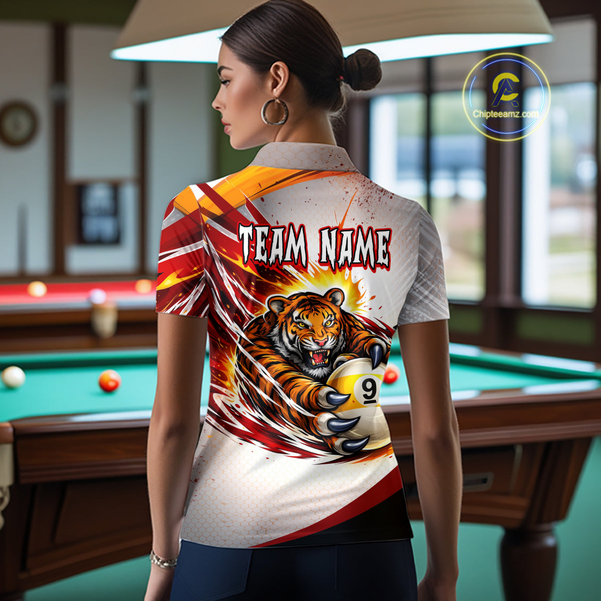 Red Thunders Tiger Claws Pool 8 Ball Billiard Shirt For Women Personalized Billiard Team Jerseys NYN2631