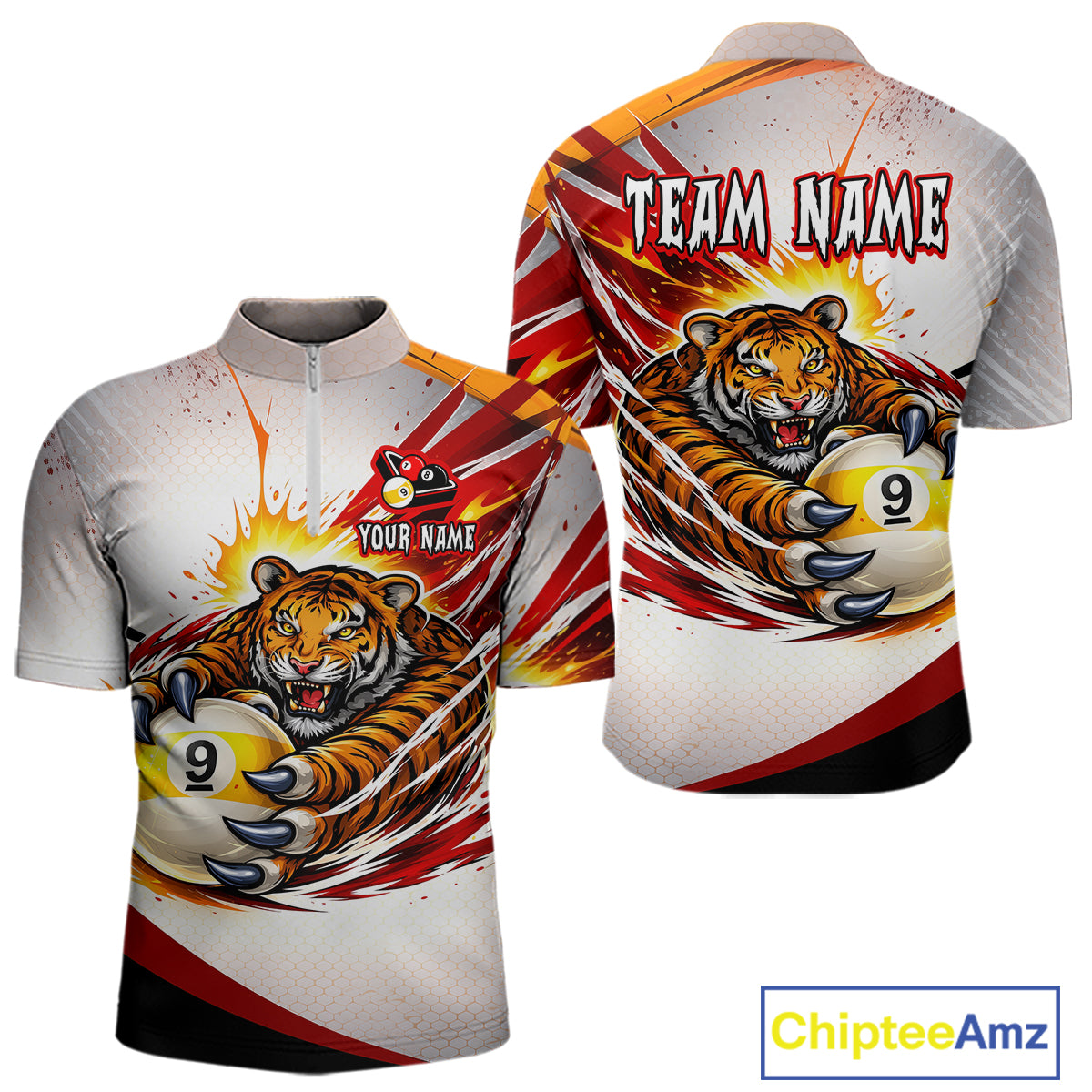 Red Thunders Tiger Claws Pool 8 Ball Billiard Shirt For Men Personalized Billiard Team Jerseys NYN2631