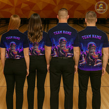 Load image into Gallery viewer, Whisky Cat Funny Bowling Shirts For Men Custom Neon Bowling Polo &amp; Quarter-Zip Jerseys NYN3416