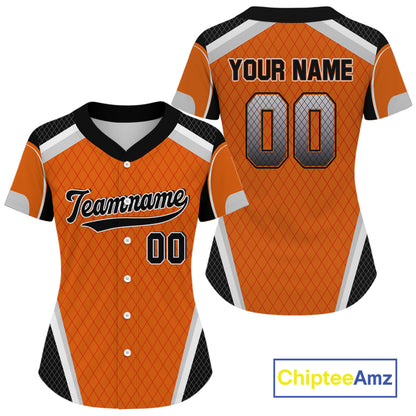 Personalized Black And Orange Baseball Ball Shirt For Women Baseball Jerseys Gifts NYN1597