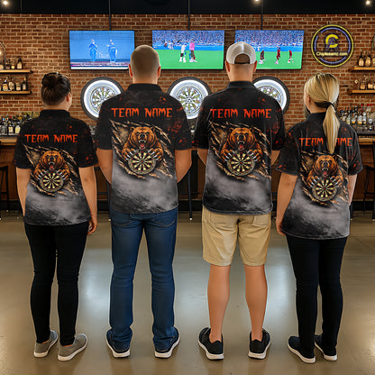 Personalized Funny Bear Grunge Camouflage Darts Polo & 1/4-Zip Shirts For Women Dart Team Jerseys NYN2814