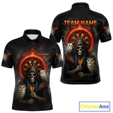 Load image into Gallery viewer, Custom Smoke Grim Reaper Flames Dartboard Dart Men Polo Shirt Outfits Dart Jerseys NYN1616