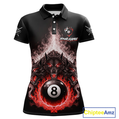 Custom Horror Wolfs Black Red Smokes Pool 8 Ball Women's Billiard Team Shirt Billiard Attire NYN2668