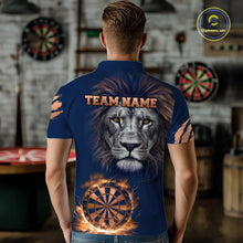 Load image into Gallery viewer, Custom Fire Flame Orange Dartboard  Funny Lion Men Dart Jerseys Outfits Dart Polo &amp; 1/4-Zip Shirt NYN3033