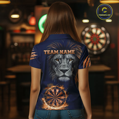 Custom Fire Flame Orange Dartboard  Funny Lion Women Dart Jerseys Outfits Dart Polo & 1/4-Zip Shirt NYN3033