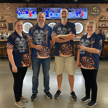 Load image into Gallery viewer, Custom Fire Flame Orange Dartboard  Funny Lion Men Dart Jerseys Outfits Dart Polo &amp; 1/4-Zip Shirt NYN3033