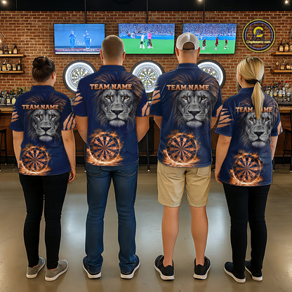 Custom Fire Flame Orange Dartboard  Funny Lion Women Dart Jerseys Outfits Dart Polo & 1/4-Zip Shirt NYN3033