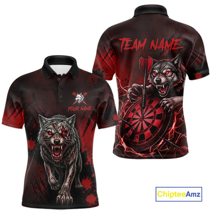 Black And Red Claws Wolfs Darts Shirt For Men Custom Thunder Lightning Team Darts Jersey NYN3039