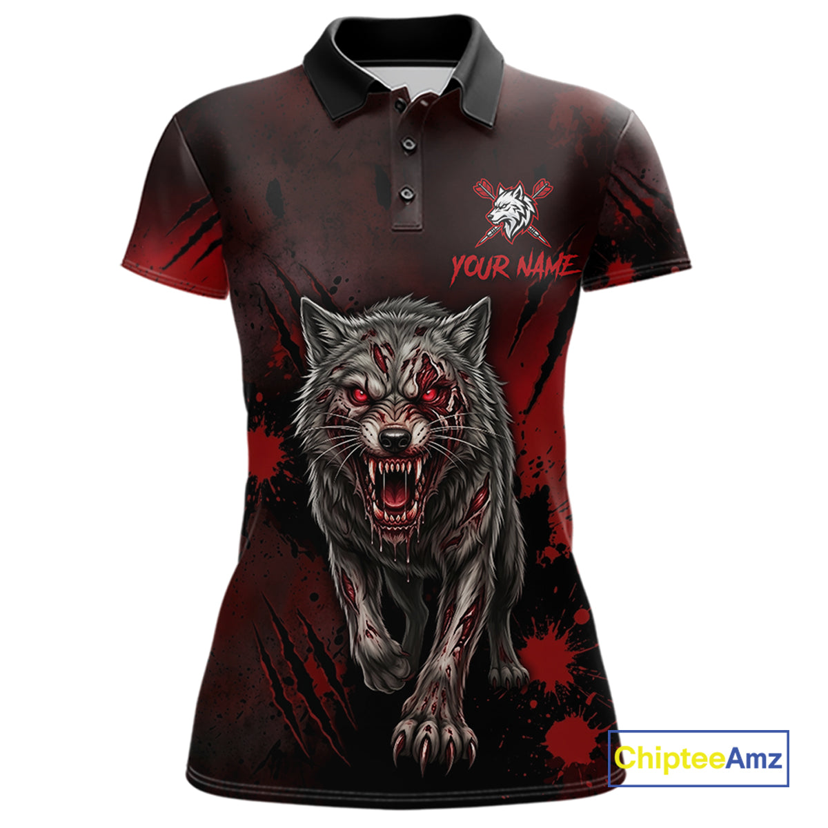 Black And Red Claws Wolfs Darts Shirt For Women Custom Thunder Lightning Team Darts Jersey NYN3039