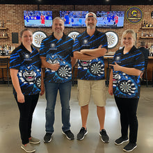 Load image into Gallery viewer, Blue Splatter Dart Polo &amp; Quarter-Zip Shirt For Women Custom Funny Bulldog Darts Team Jersey NYN2830