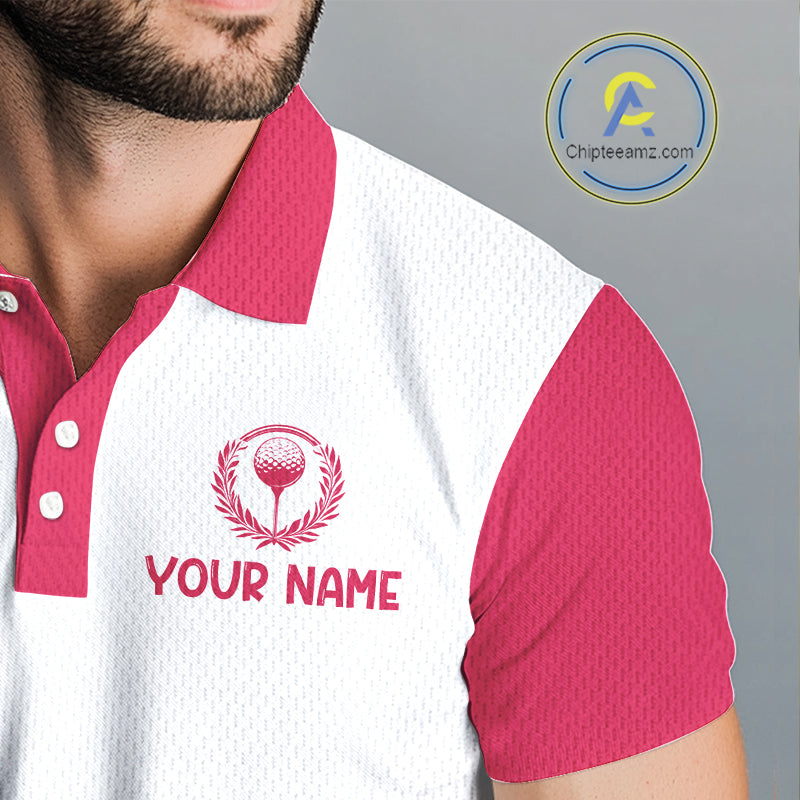 Mens Flamingo Tropical Polo Golf Shirts Custom Pink And White Ball Golf Attire For Golfers NYN3061