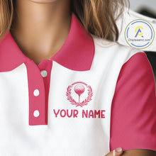 Load image into Gallery viewer, Womens Flamingo Tropical Polo Golf Shirts Custom Pink And White Ball Golf Attire For Golfers NYN3061