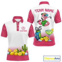 Load image into Gallery viewer, Mens Flamingo Tropical Polo Golf Shirts Custom Pink And White Ball Golf Attire For Golfers NYN3061