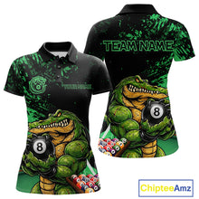 Load image into Gallery viewer, Custom Green Grunge Crocodile 8 Ball Billiard Pool Shirt For Women Funny Billiard Team Jersey NYN3066