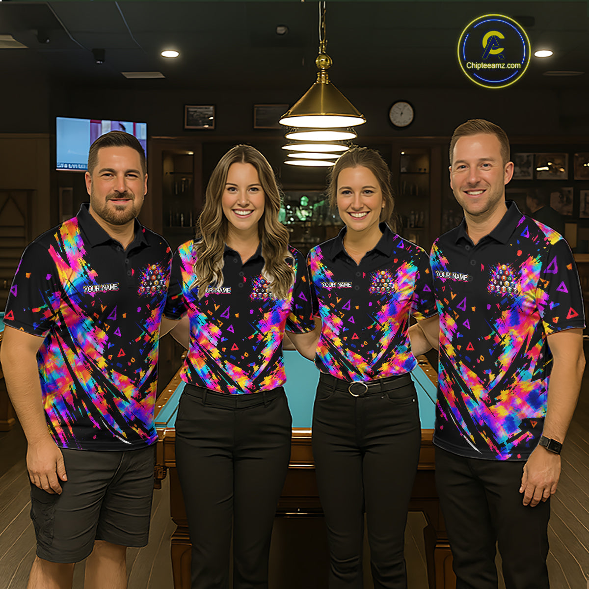 Personalized Colorful Paint Billiard Ball Shirt For Women Custom Billiard Pool Team Jersey NYN3225