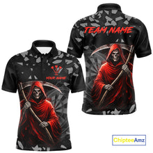 Load image into Gallery viewer, Red Grim Reaper Smoke Dartboard Custom Grunge Men Darts Polo Shirt Darts Team Jersey NYN2719