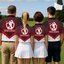Load image into Gallery viewer, White And Red Geometric Golf Polo Golf Shirts For Men Personalized Golf Team Attire NYN3249