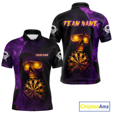 Load image into Gallery viewer, Custom Purple-Yellow Grim Reaper Halloween Men Dart Polo Shirt Dart Tournament Jersey NYN1449