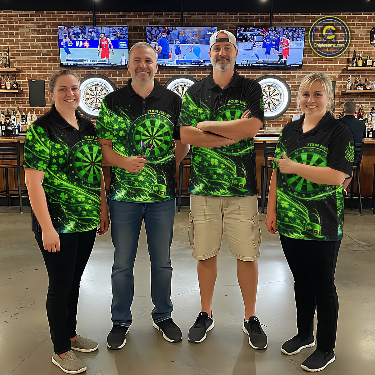 Funny Shamrock Tornado Dartboard Women Darts Polo Shirt Custom St Patrick's Day Darts Team Jersey NYN2532