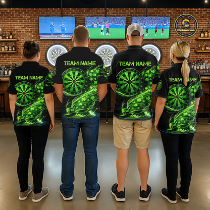 Funny Shamrock Tornado Dartboard Women Darts Polo Shirt Custom St Patrick's Day Darts Team Jersey NYN2532