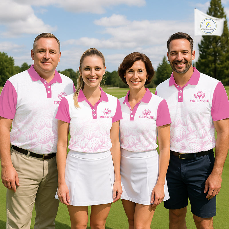 Pink Ribbon Breast Cancer Awareness Mens Polo Shirt Custom US Flag Patriotic Golf Shirt For Men NYN3099
