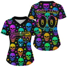 Load image into Gallery viewer, Custom Colorful Skull Baseball Halloween Shirt For Women Hallow's Eve Baseball Jerseys NYN1465