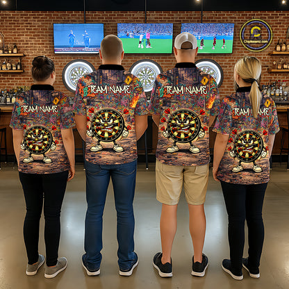 Funny Dartboard Smoking Women Darts Team Shirt Personalized Graffiti Dart Quarter-Zip Jerseys NYN2554