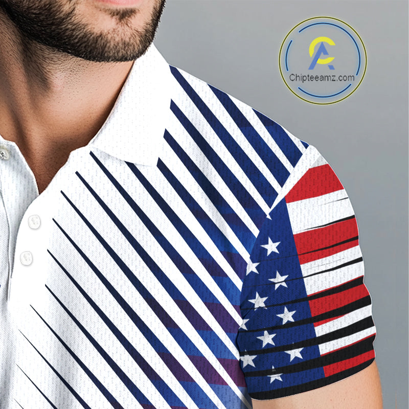 Patriotic Mens Golf Shirts Golf Clothing Custom American Flag Polo Shirt, Gifts For The Golfer NYN2932
