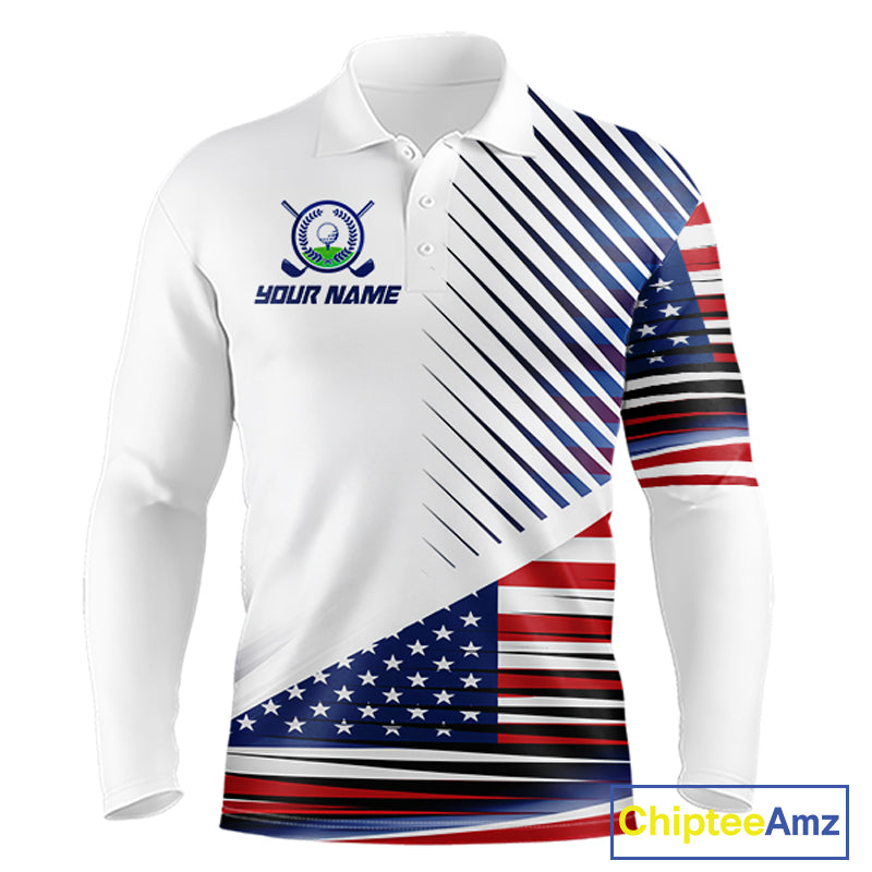 Patriotic Mens Golf Shirts Golf Clothing Custom American Flag Polo Shirt, Gifts For The Golfer NYN2932
