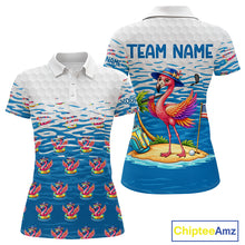 Load image into Gallery viewer, Flamingo Golf Clothing Waving Summer Golf Shirt Women Custom Floral Golf Polo, Best Golf Gifts NYN2937