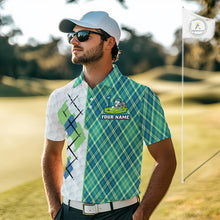 Load image into Gallery viewer, Green And Blue Argyle Golf Apparel Funny Skeleton Golf Polos For Men Custom Golf Team Outfits NYN3323