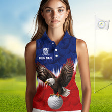 Load image into Gallery viewer, Red Blue American Flag Eagle Golf Polo Shirts For Women Custom Patriotic Golf Team Jersey NYN3330
