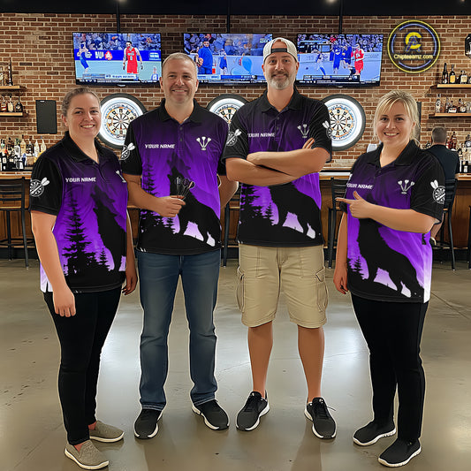 Personalized Wolf-Head Dart Arrows Purple Dart Quarter-Zip Shirt For Women Dart Team Jerseys NYN2283