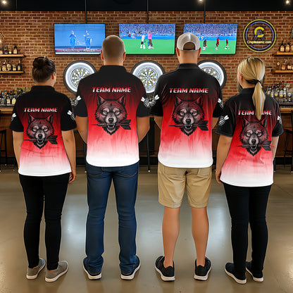 Personalized Wolf-Head Dart Arrows Red Dart Polo Shirt For Men Dart Team Jerseys NYN2284