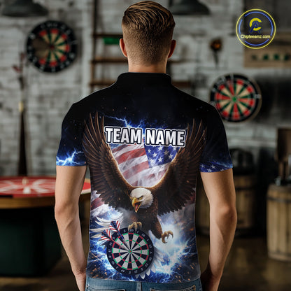 US Flag Smoke Eagle Lightning Dartboard Men Darts Shirt Personalized Patriotic Dart Polo Jerseys NYN2575