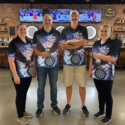 US Flag Smoke Eagle Lightning Dartboard Men Darts Shirt Personalized Patriotic Dart Quarter-Zip Jerseys NYN2575