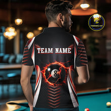 Load image into Gallery viewer, Personalized Red 8 Ball Pool Billiard Shirts For Men Custom Thunder Lightning Pool Team Attire NYN2940