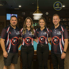 Load image into Gallery viewer, Personalized Red 8 Ball Pool Billiard Shirts For Women Custom Thunder Lightning Pool Team Attire NYN2940