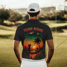 Load image into Gallery viewer, Tropical Black Golf Ball Polo Golf Shirts For Men Custom Splatter Golf Team Attire For Golfers NYN3153