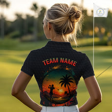 Load image into Gallery viewer, Tropical Black Golf Ball Polo Golf Shirts For Women Custom Splatter Golf Team Attire For Golfers NYN3153