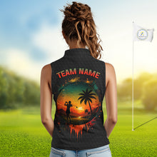 Load image into Gallery viewer, Tropical Black Golf Ball Sleeveless Polo Golf Shirts For Women Custom Splatter Golf Team Attire For Golfers NYN3153