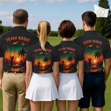 Load image into Gallery viewer, Tropical Black Golf Ball Polo Golf Shirts For Men Custom Splatter Golf Team Attire For Golfers NYN3153