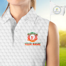 Load image into Gallery viewer, Tropical White Golf Ball Sleeveless Polo Golf Shirts For Women Custom Splatter Golf Team Attire For Golfers NYN3154