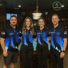 Load image into Gallery viewer, Blue Grunge Claws Wolf 8 Ball Pool Men Billiard Polo &amp; 1/4-Zip Shirt Personalized Billiard Team Names NYN2737